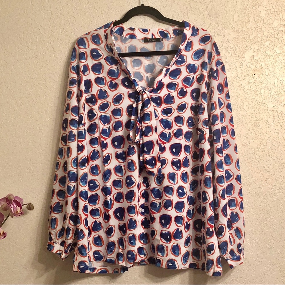 NWOT JETE CIRCLE DRAWINGS PRINTED BLOUSE 3X